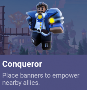 Roblox BedWars on X: New update is live! ⛳️ CONQUEROR KIT! The newest  BedWars kit is here! Place banners to empower nearby allies. 🆓 Conqueror  is unlocked for FREE in the Battle