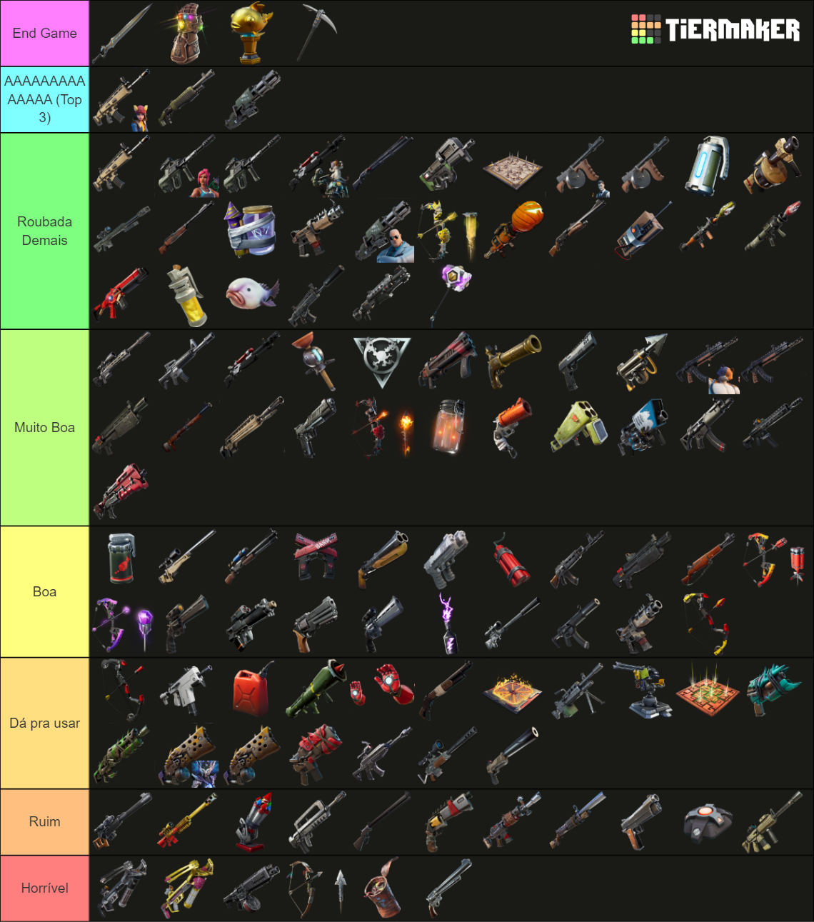 ALL Fortnite Weapons Tier List (Community Rankings) - TierMaker