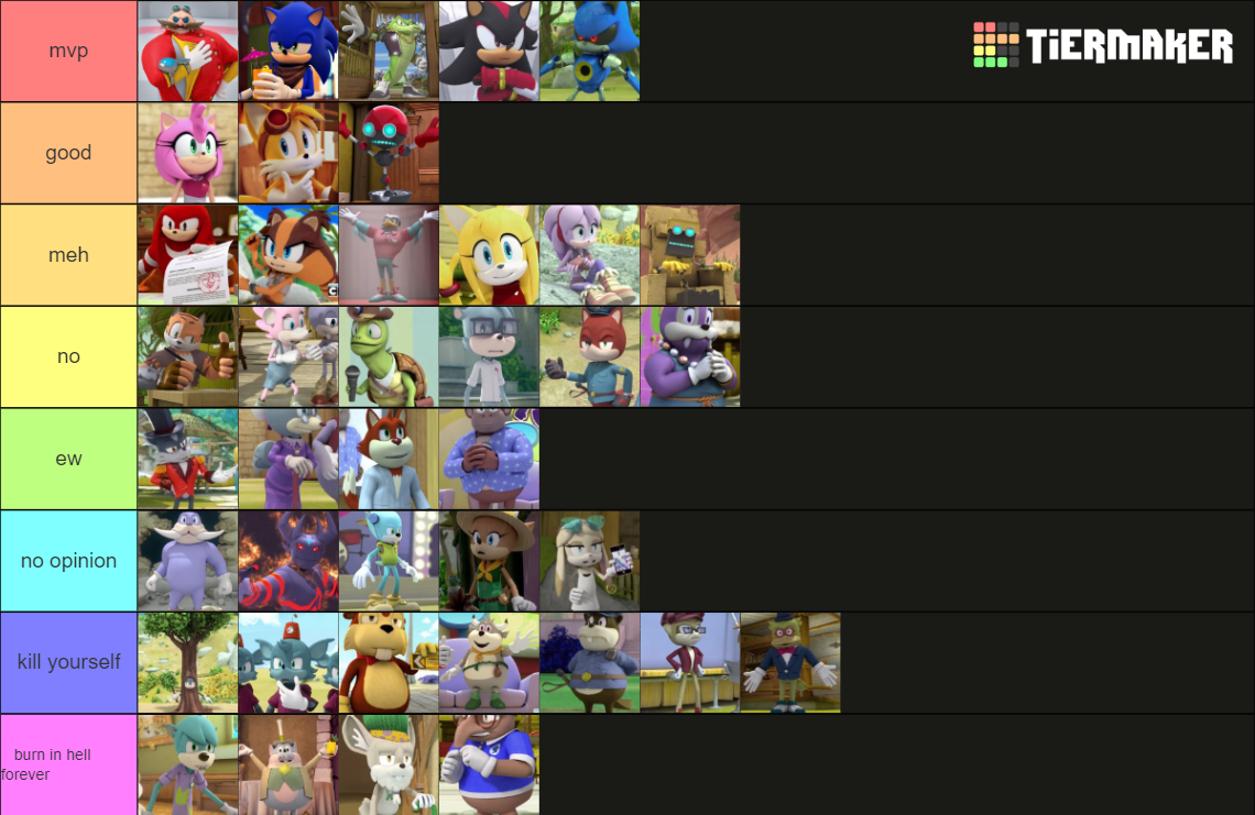 Sonic Boom characters Tier List (Community Rankings) - TierMaker