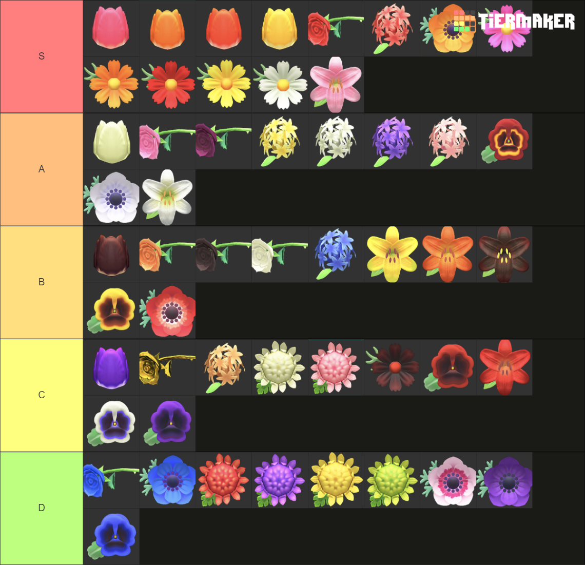 acnh flowers Tier List (Community Rankings) - TierMaker