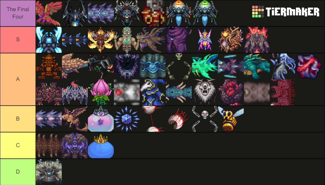 All Calamity Mod &Vanilla Terraria Bosses & Minibosses Tier List ...