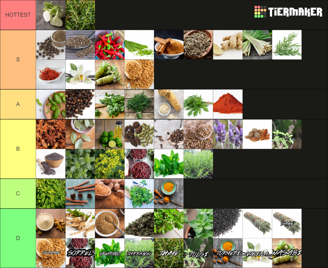 All Spices Ever Tier List Rankings) TierMaker