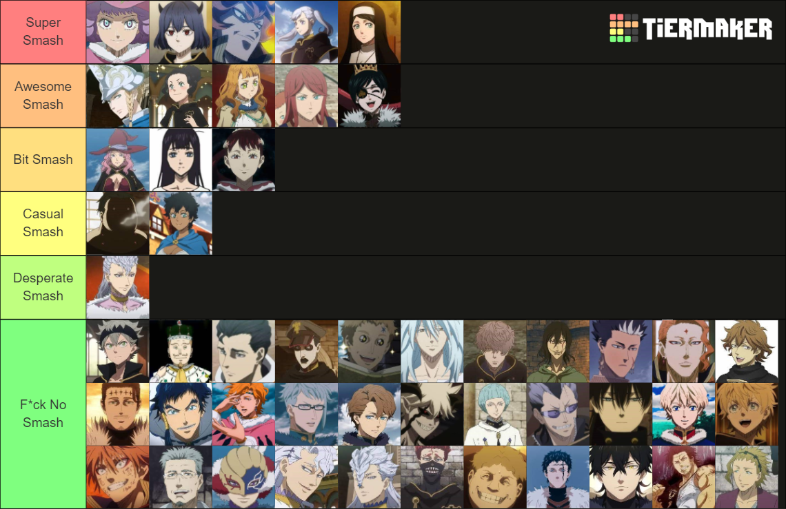 Smash Or Pass Tiers Black Clover Tier List Community Rankings Tiermaker