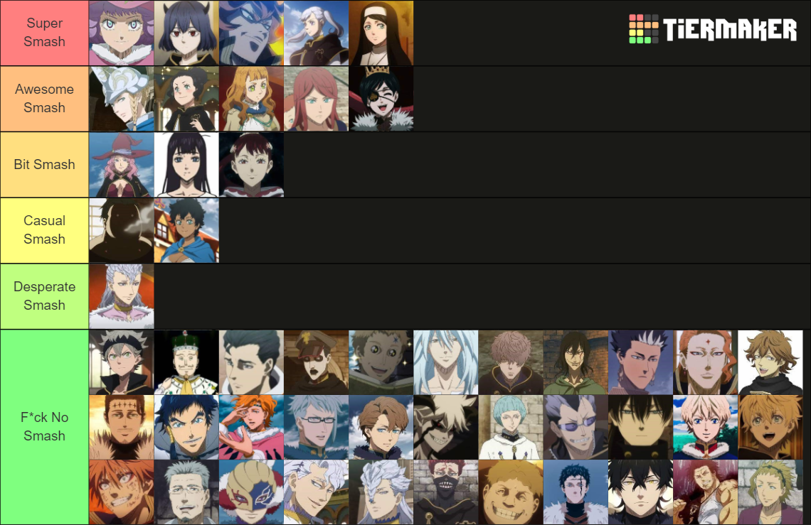 Smash Or Pass Tiers Black Clover Tier List Community Rankings Tiermaker 3112