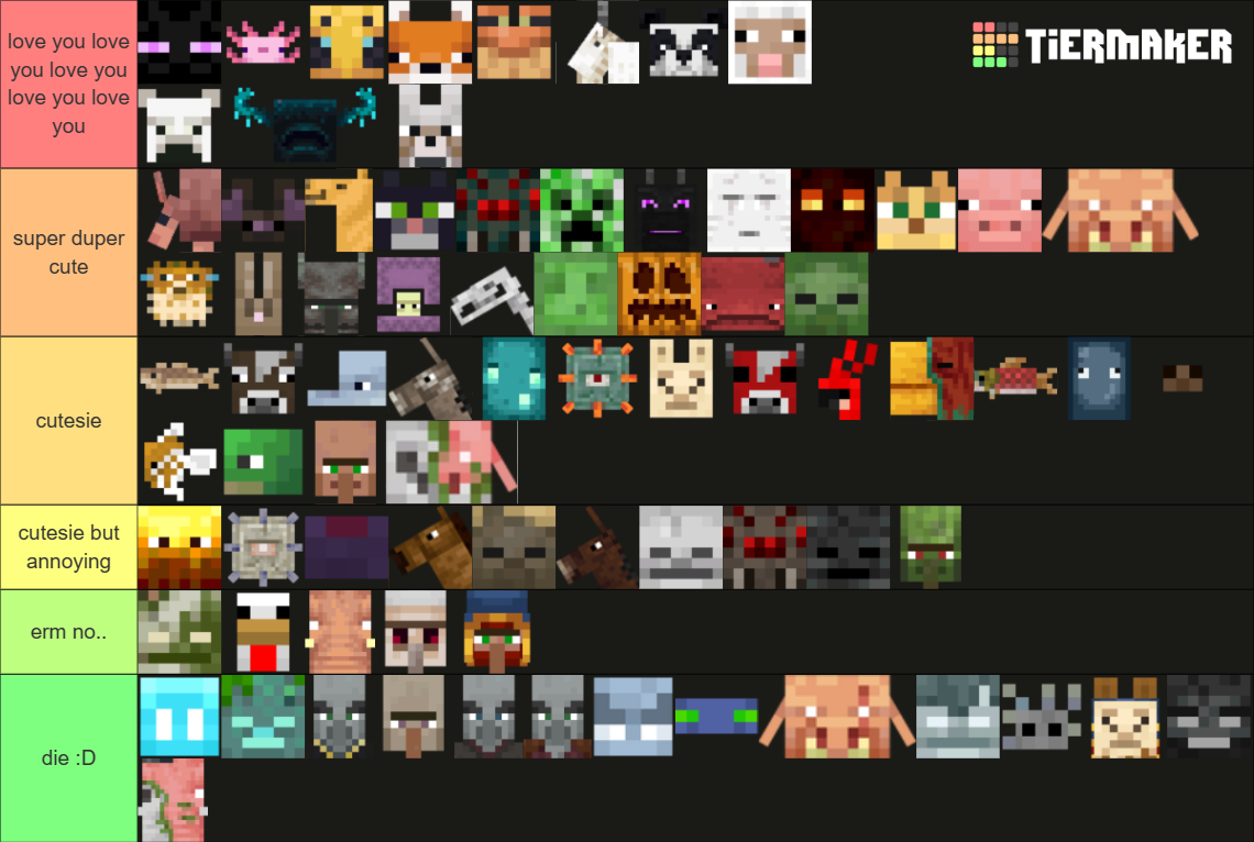 Minecraft Mobs Tier List (community Rankings) - Tiermaker