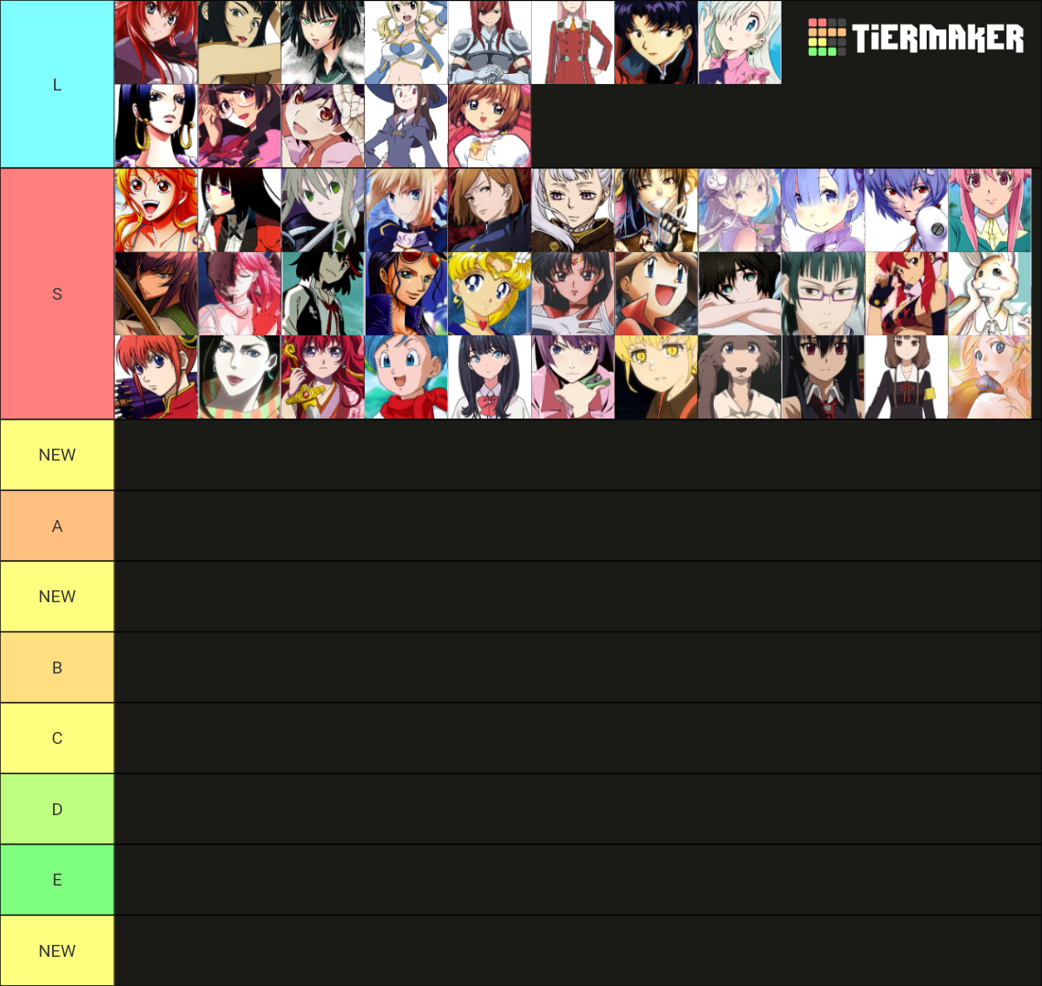 Anime Female Characters Tier List (Community Rankings) - TierMaker