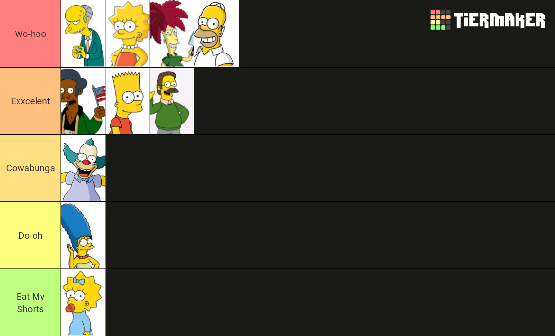 Top Ten Simpsons Characters Tier List (Community Rankings) - TierMaker