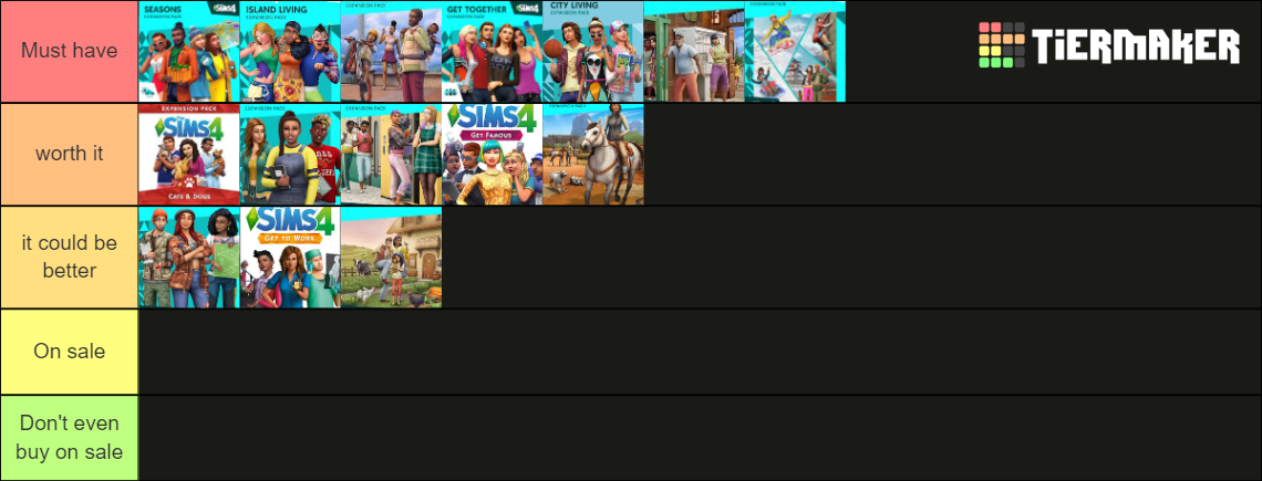 Sims 4 expansion packs Tier List (Community Rankings) - TierMaker