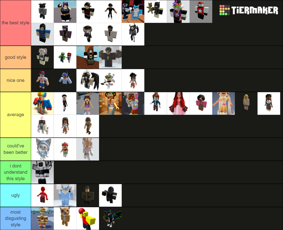 roblox styles 50+ Tier List (Community Rankings) - TierMaker