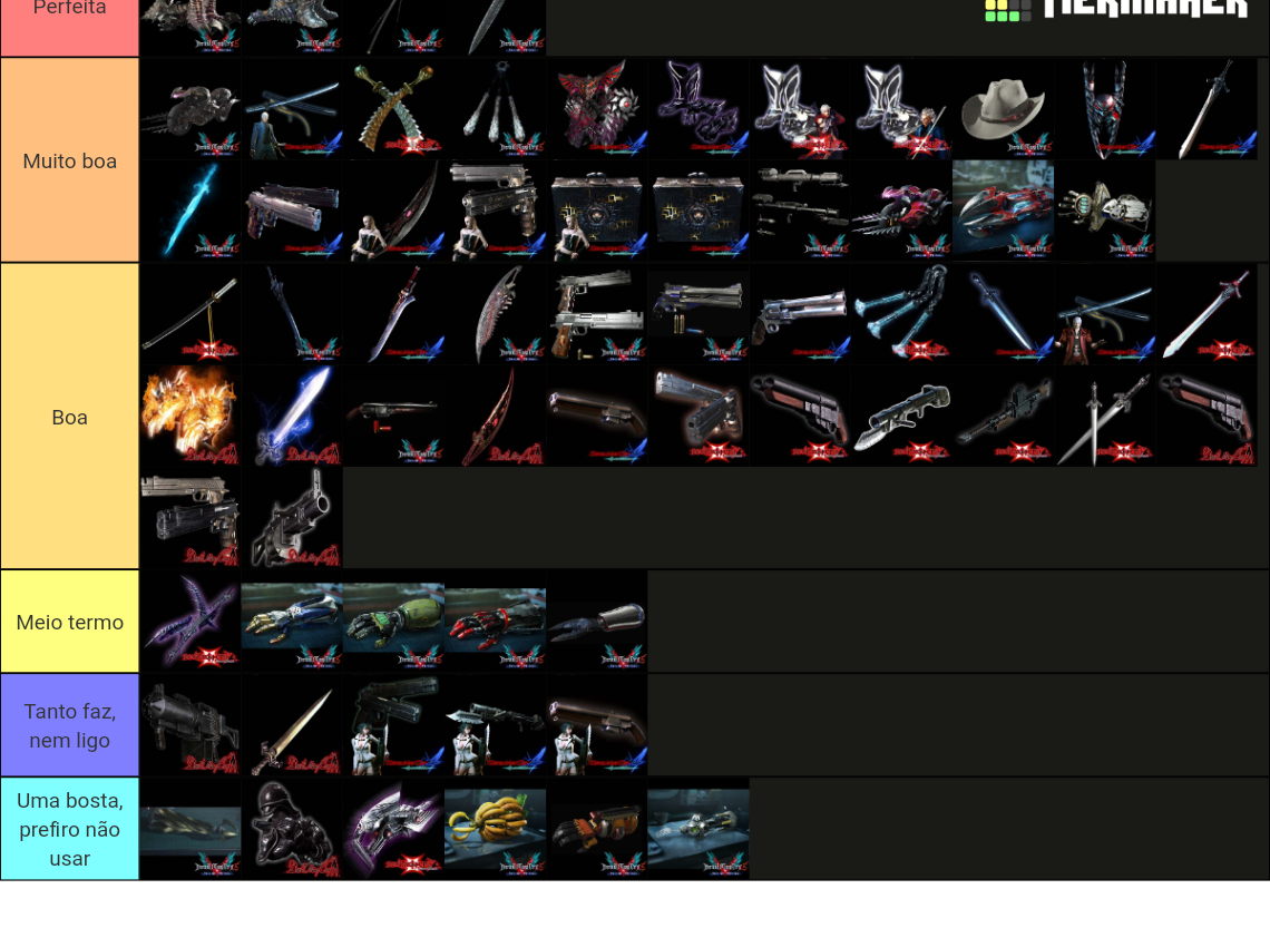 All Weapons/Devil Arms (Devil May Cry Series) Tier List (Community ...