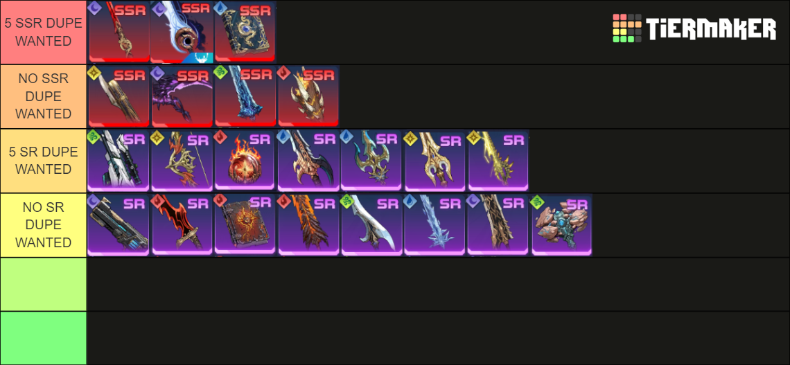 Solo Leveling Arise Weapons Tier List (Community Rankings) - TierMaker