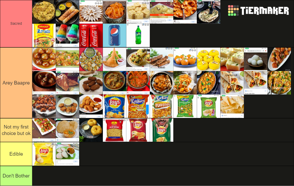 Indian food Tier List Rankings) TierMaker