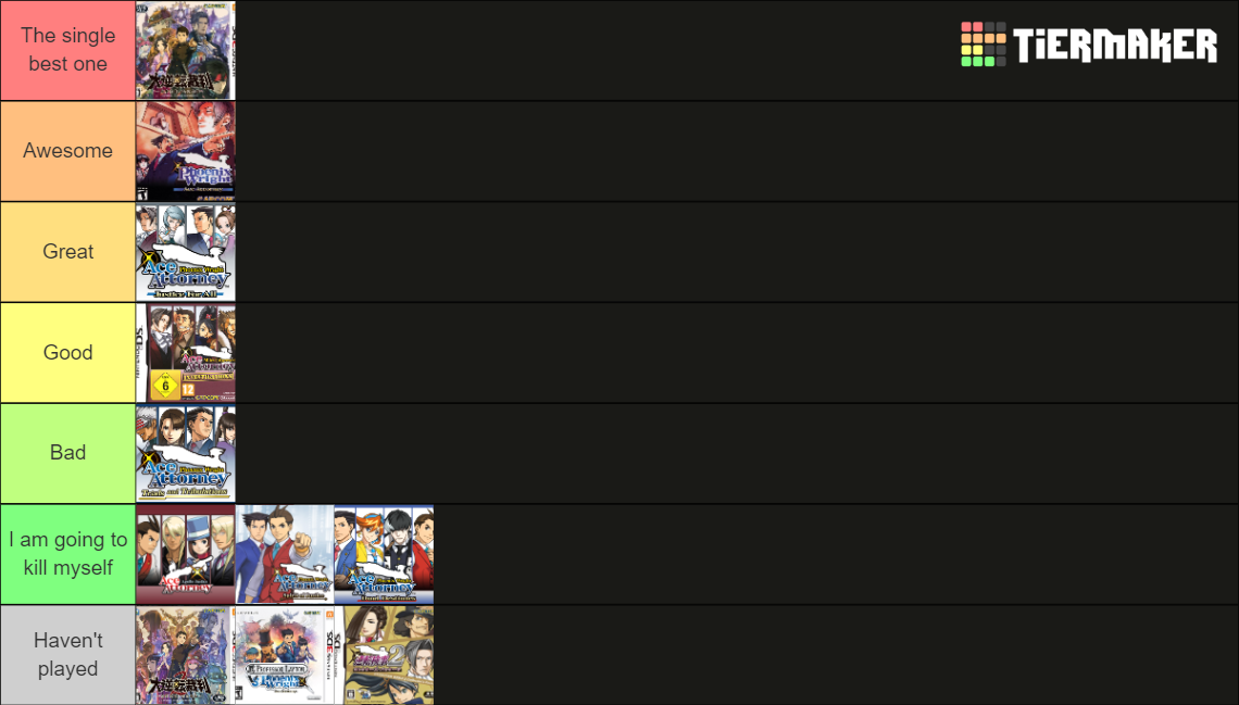 Ace Attorney Games Tier List (Community Rankings) - TierMaker