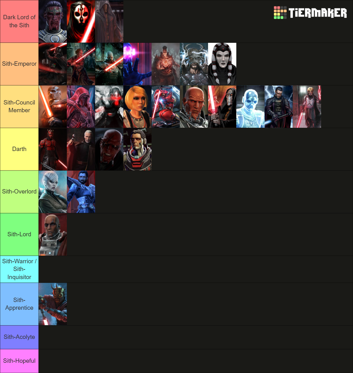 Ultimate Sith Ranking (Legends) Tier List (Community Rankings) - TierMaker