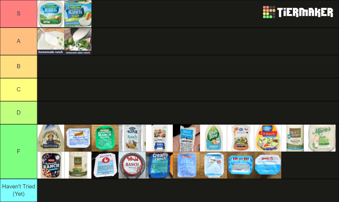 Ranch Dressing Tier List Rankings) TierMaker