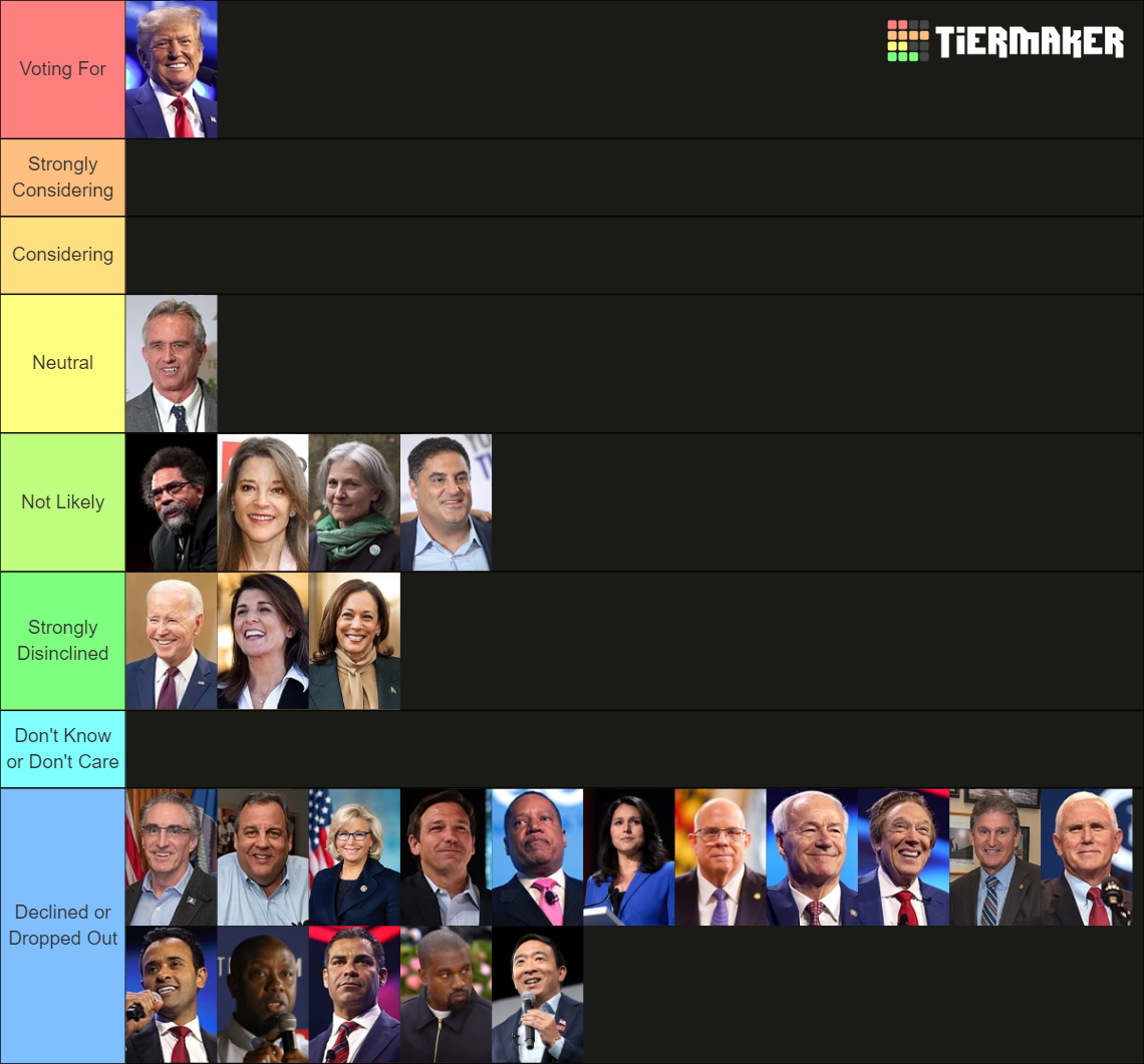 2024 Election Tier List Rankings) TierMaker Gallery of Visuals