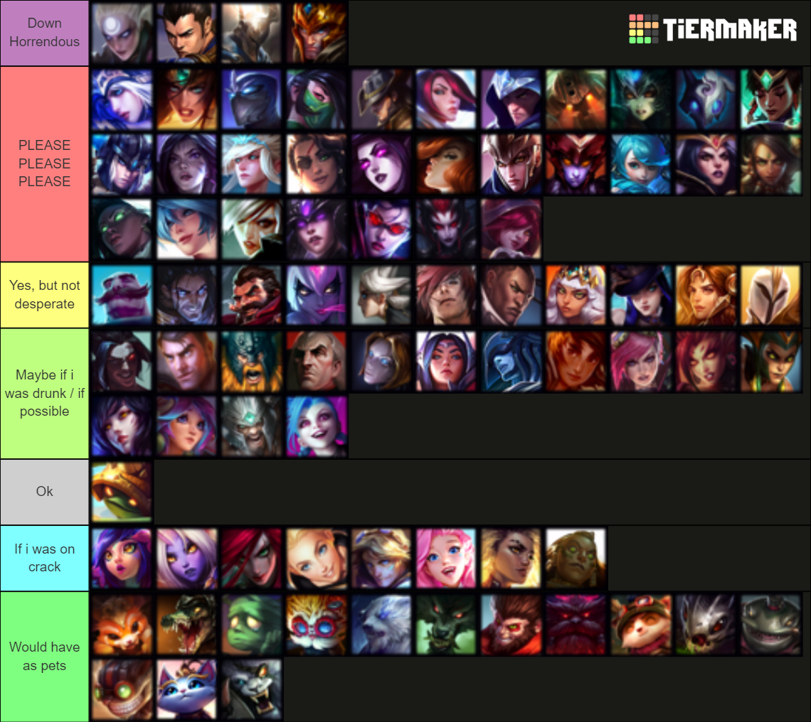 Smash or Pass League of Legends Tier List Rankings) TierMaker