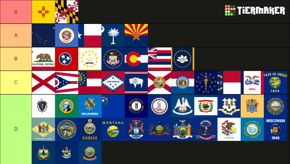 Us State Flag (updated 2020) Tier List (community Rankings) - Tiermaker