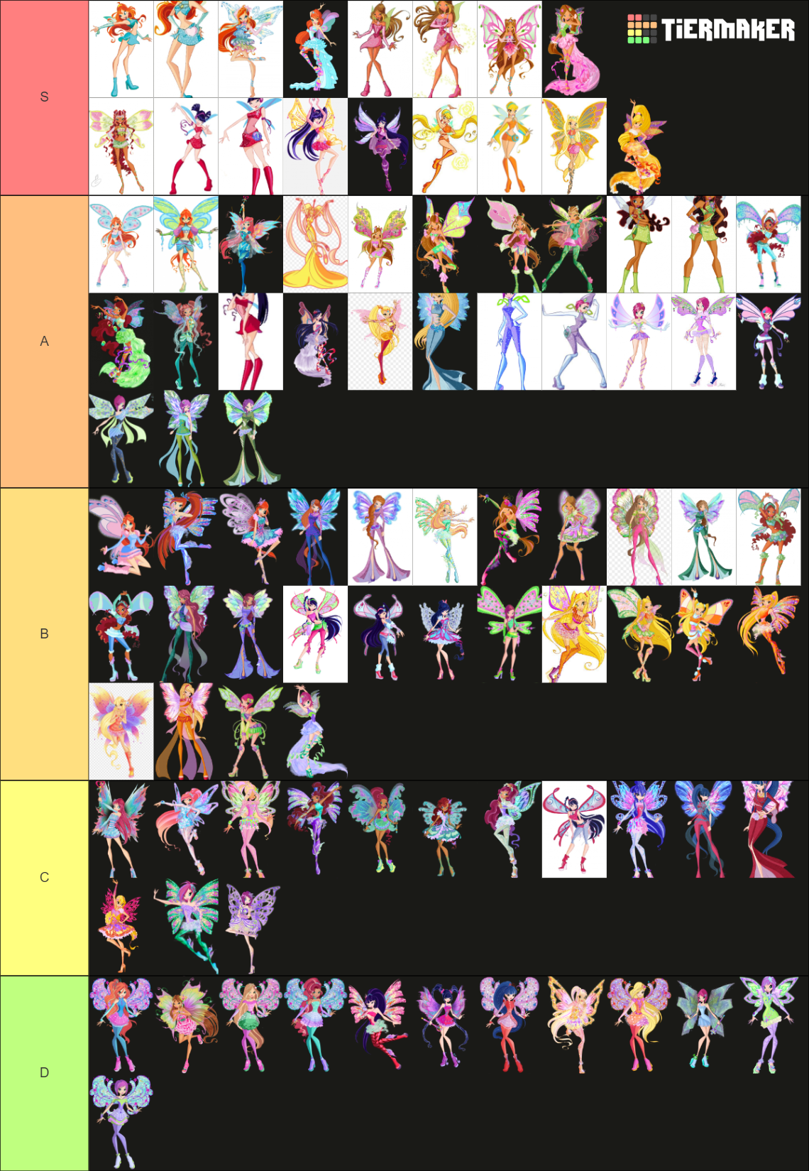 Winx Club transformations Tier List (Community Rankings) - TierMaker