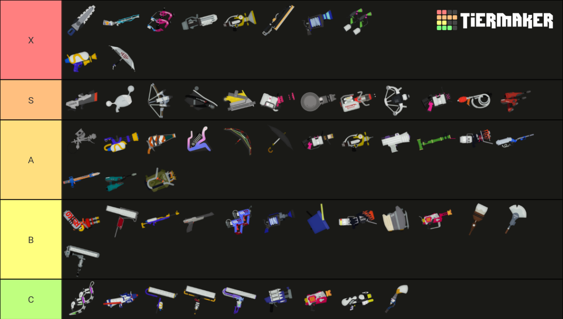 (2D Icons) Splatoon 3 Salmon Run Main Weapon Tier List Rankings) TierMaker