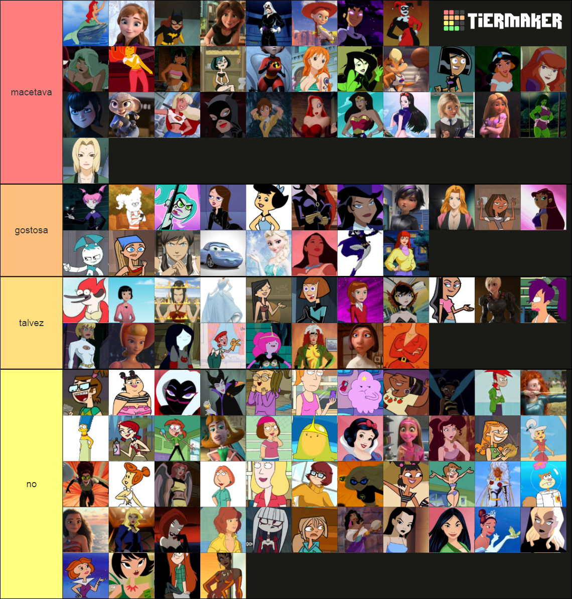 Female Cartoon Hotties Tier List (Community Rankings) - TierMaker