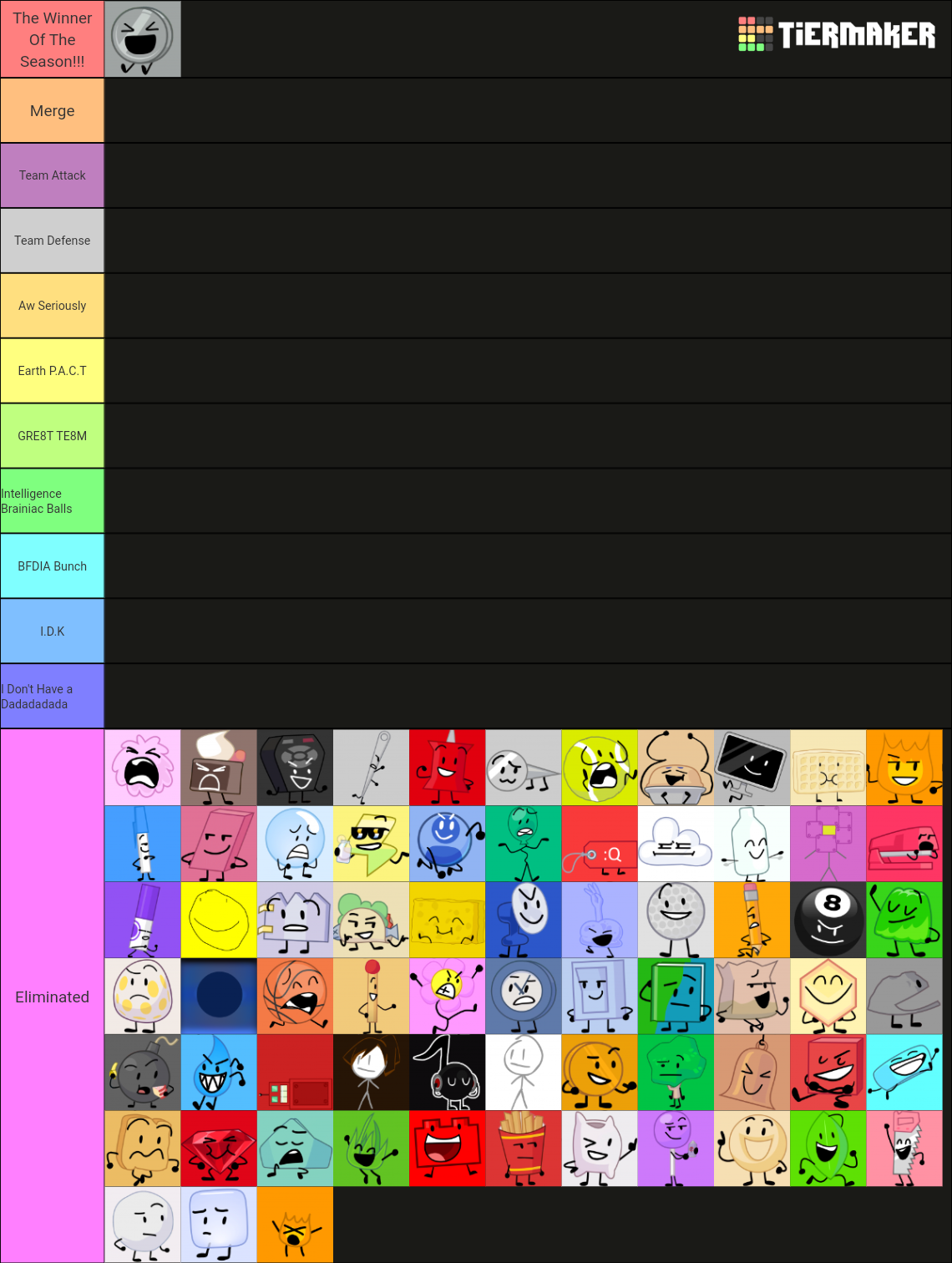 BFDI: Ultimate Tier List (Community Rankings) - TierMaker