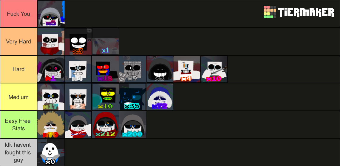 Sans Ops Rng Ops.rng Sanses Difficulty Tierlist Tier List (Community Rankings ...