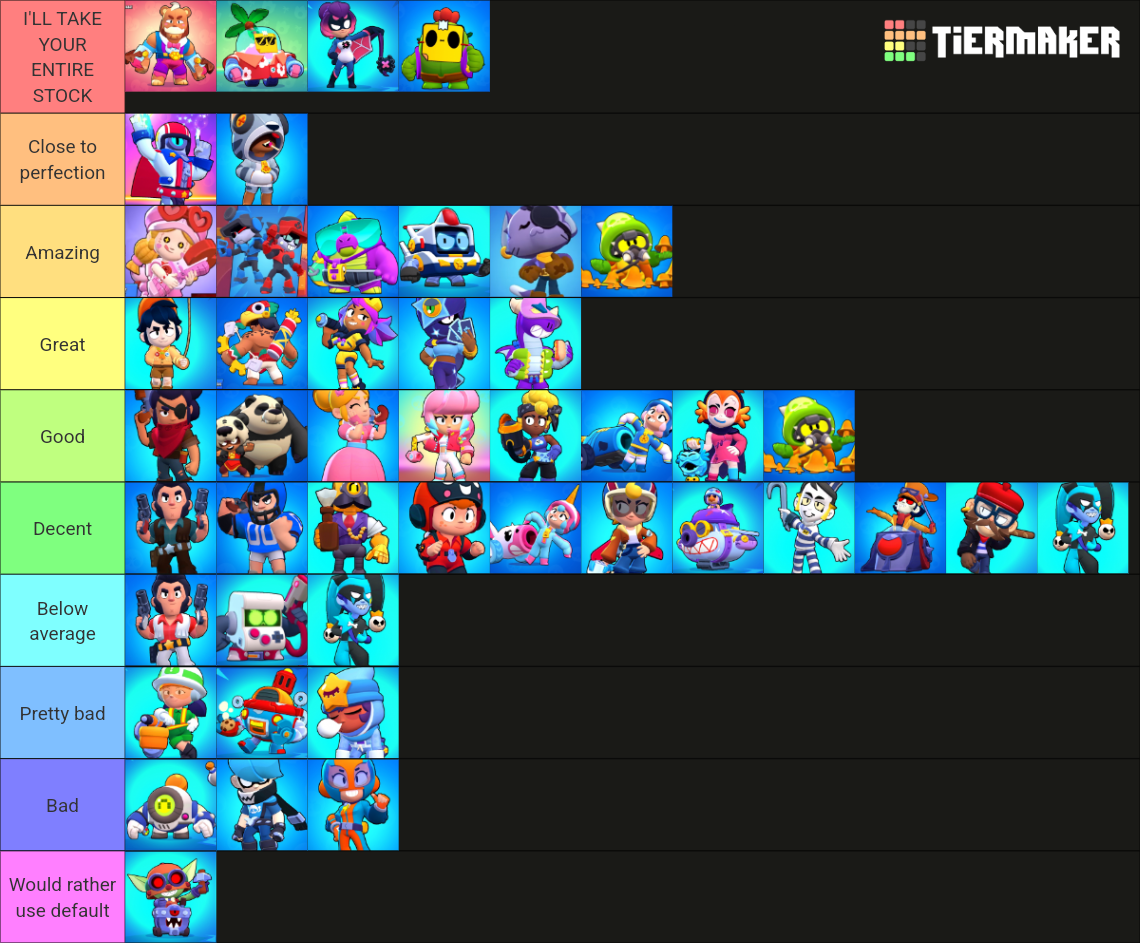 Brawl stars rare skins (december 2023 february 2024) Tier List Rankings) TierMaker