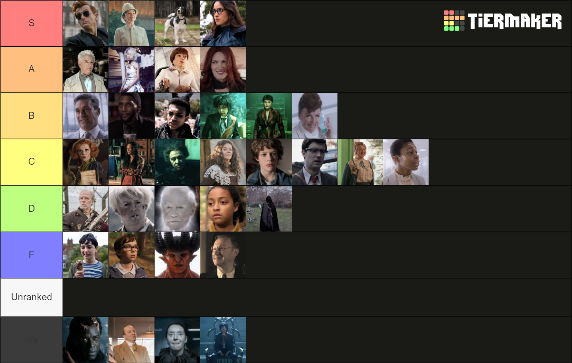 Good Ranting Characters Good Omens Characters Season 1-2 Tier List (Community Rankings) - TierMaker