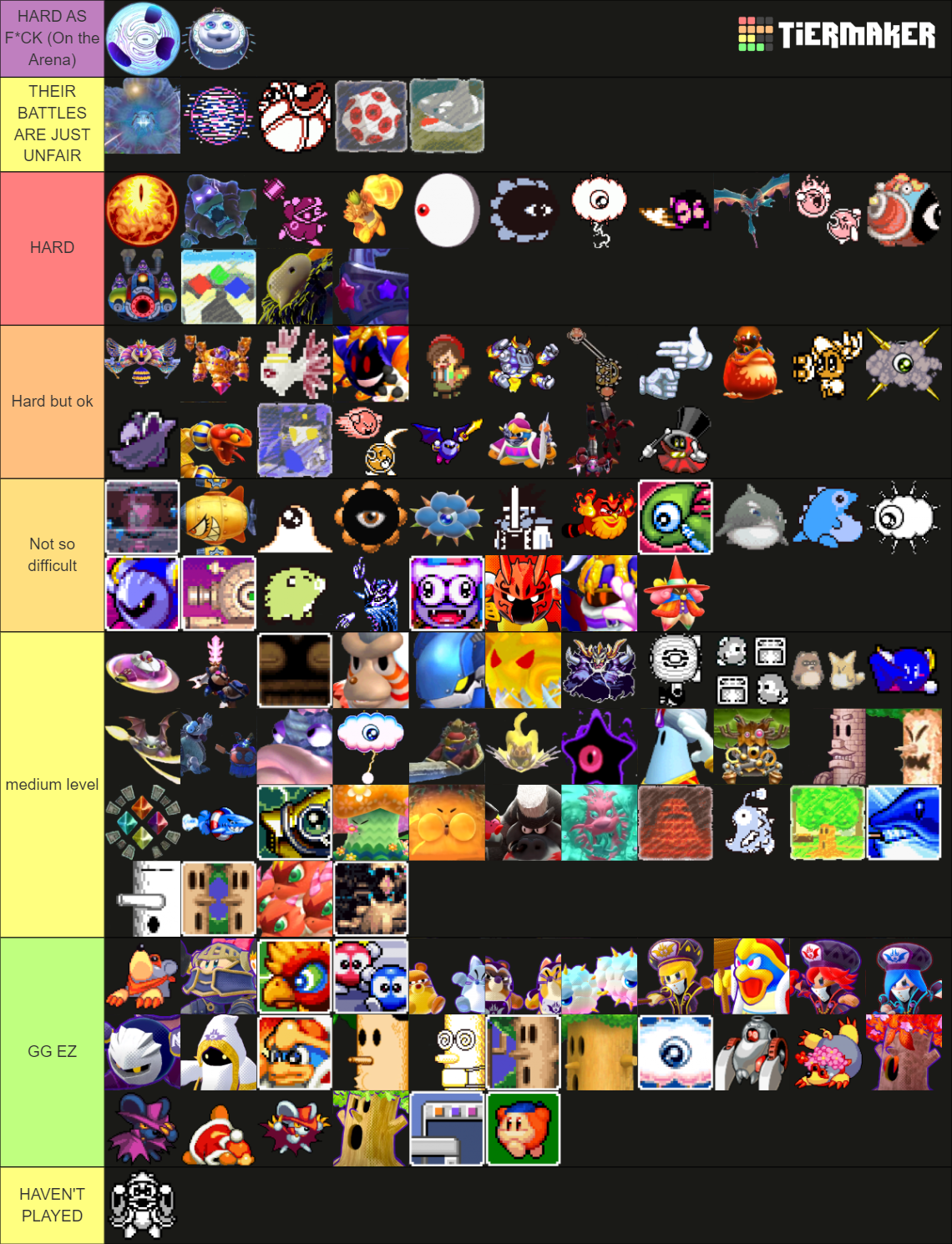 All Regular Kirby Bosses Tier List (Community Rankings) - TierMaker