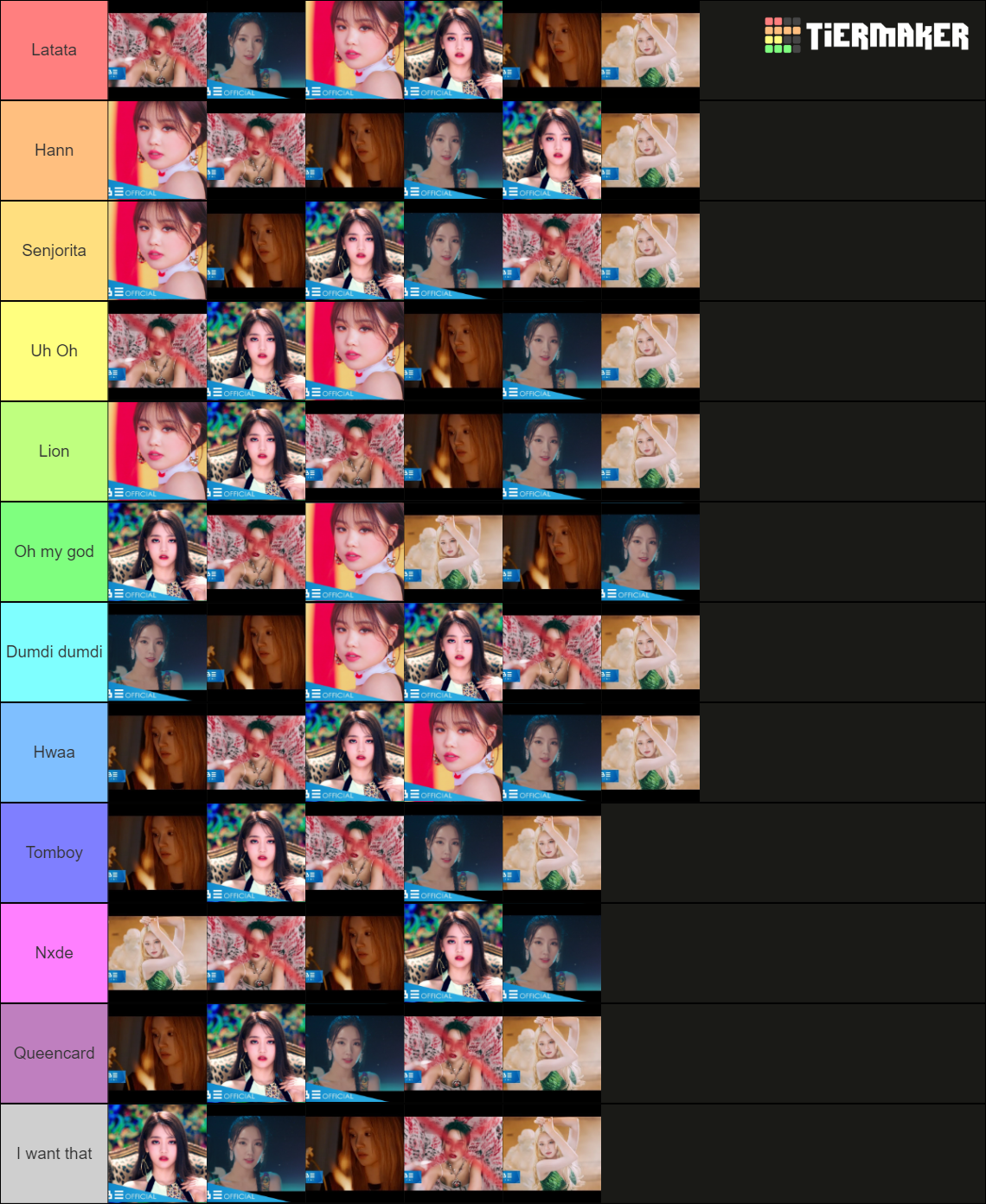 Gidle Eras Tier List Rankings) TierMaker