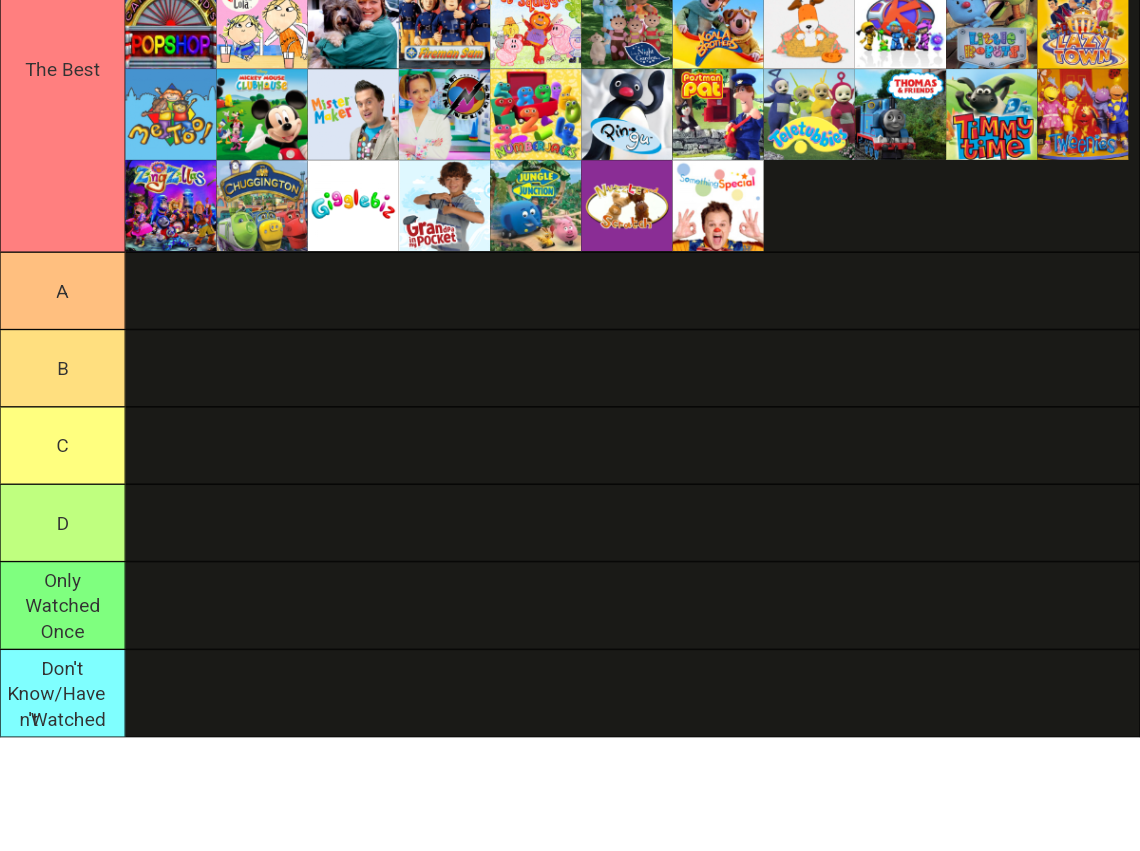 Preschool Shows Tier List Rankings) TierMaker