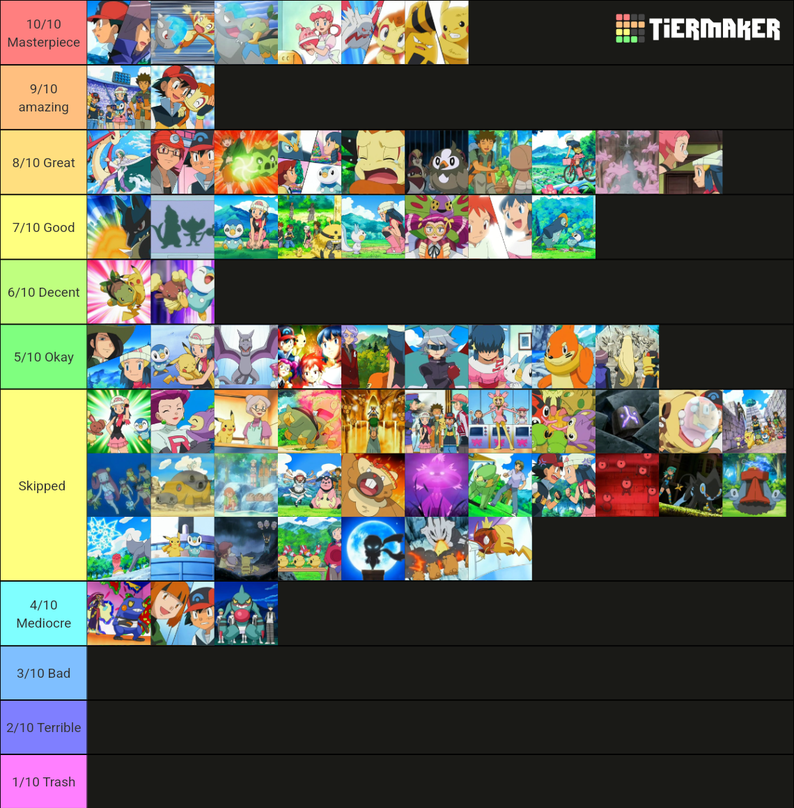 Pokemon Diamond & Pearl episodes Tier List Rankings) TierMaker