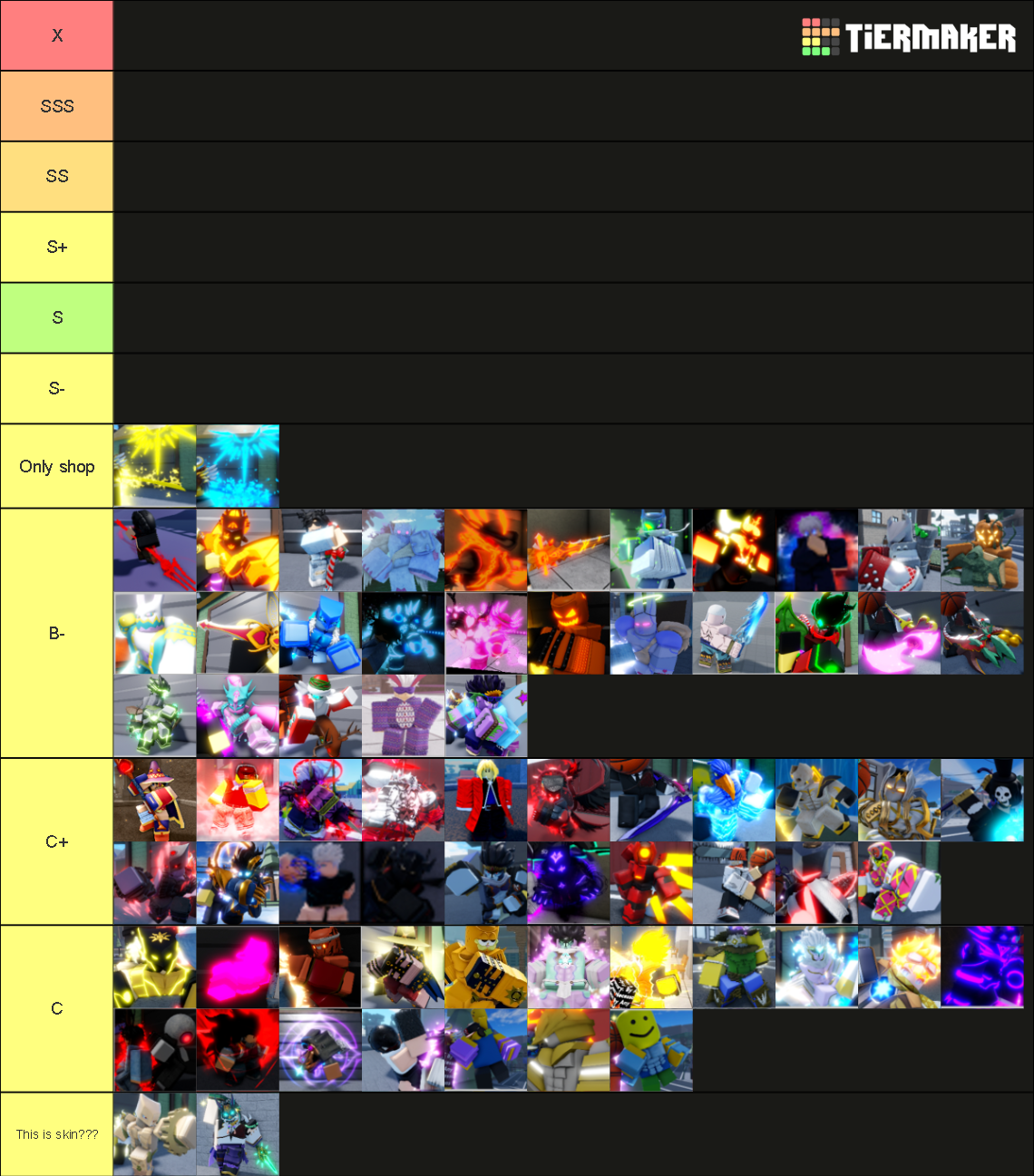 AUT Skin Tierlist Tier List Rankings) TierMaker