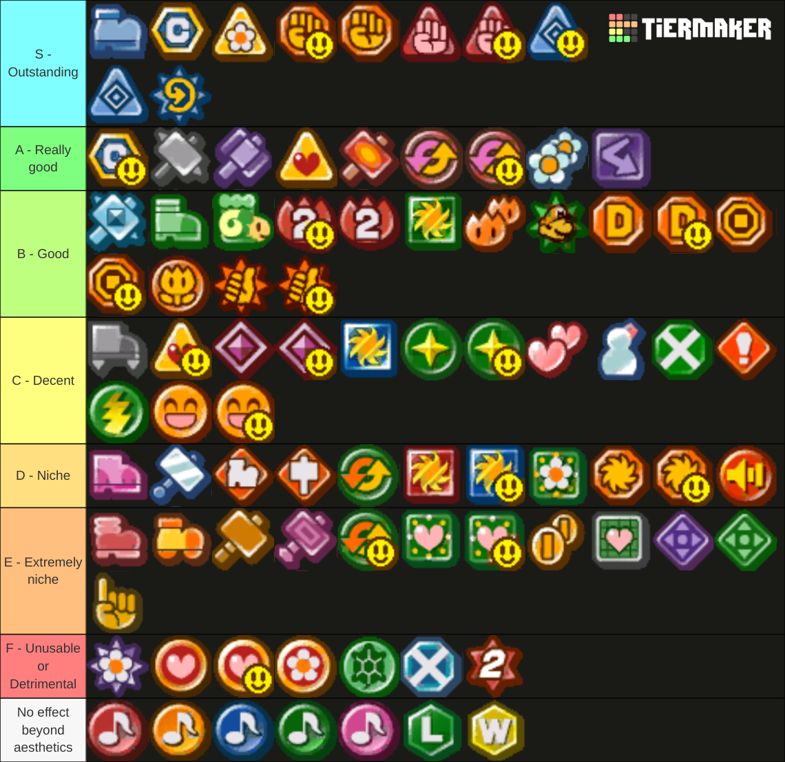 Paper Mario TTYD Badges Tier List (Community Rankings) - TierMaker