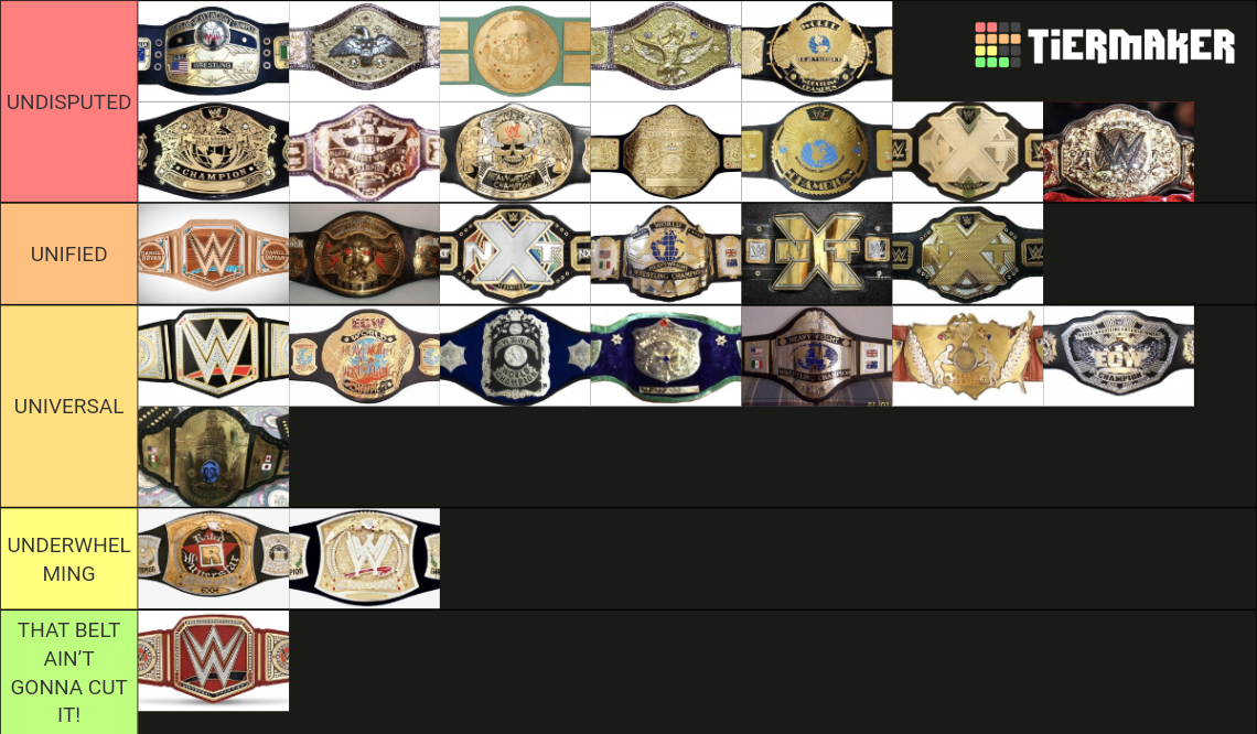 Wwf Wwe World Heavyweight Championship Belts Tier List Community Rankings Tiermaker