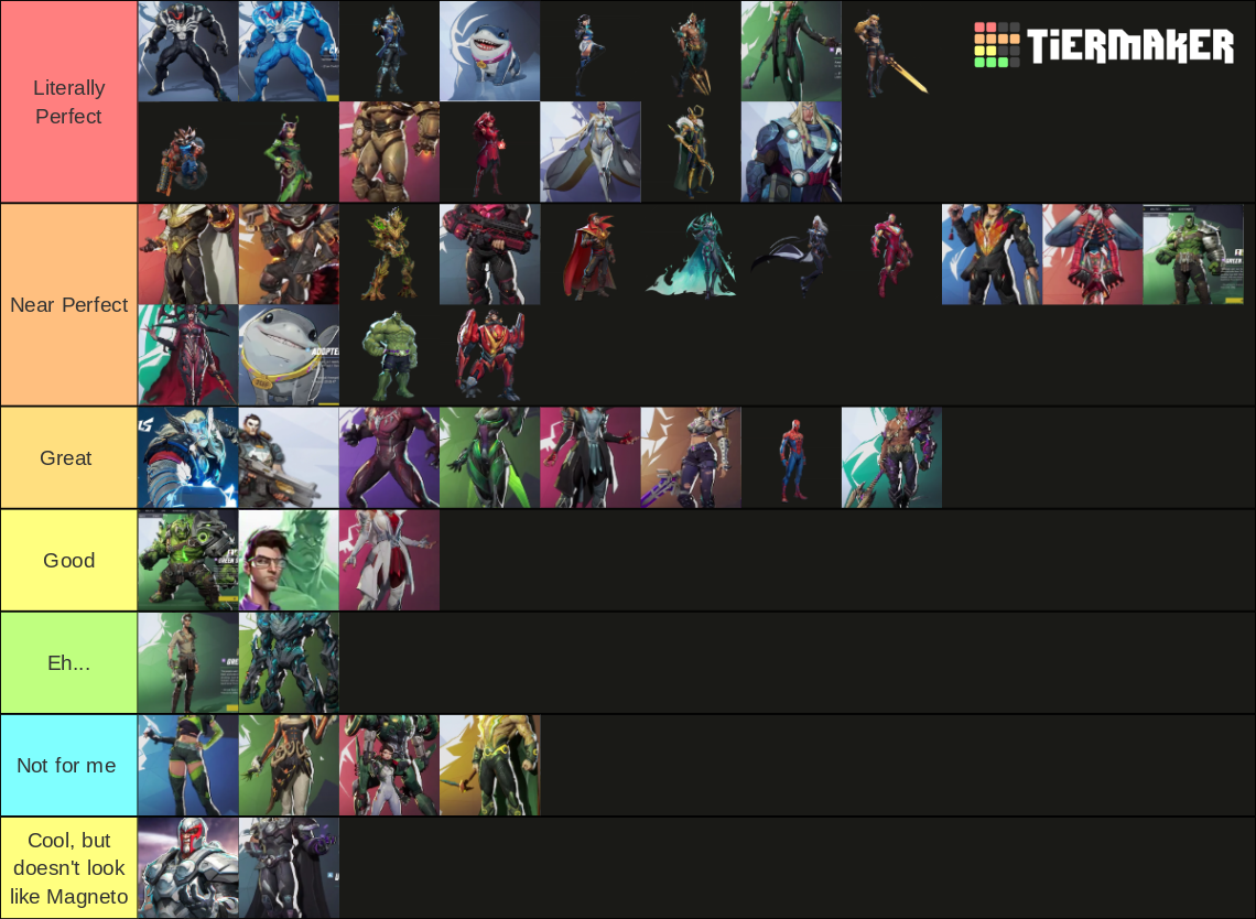 Marvel Rivals Roster Without Names Marvel Rivals roster (with alternate styles) Tier List (Community ...