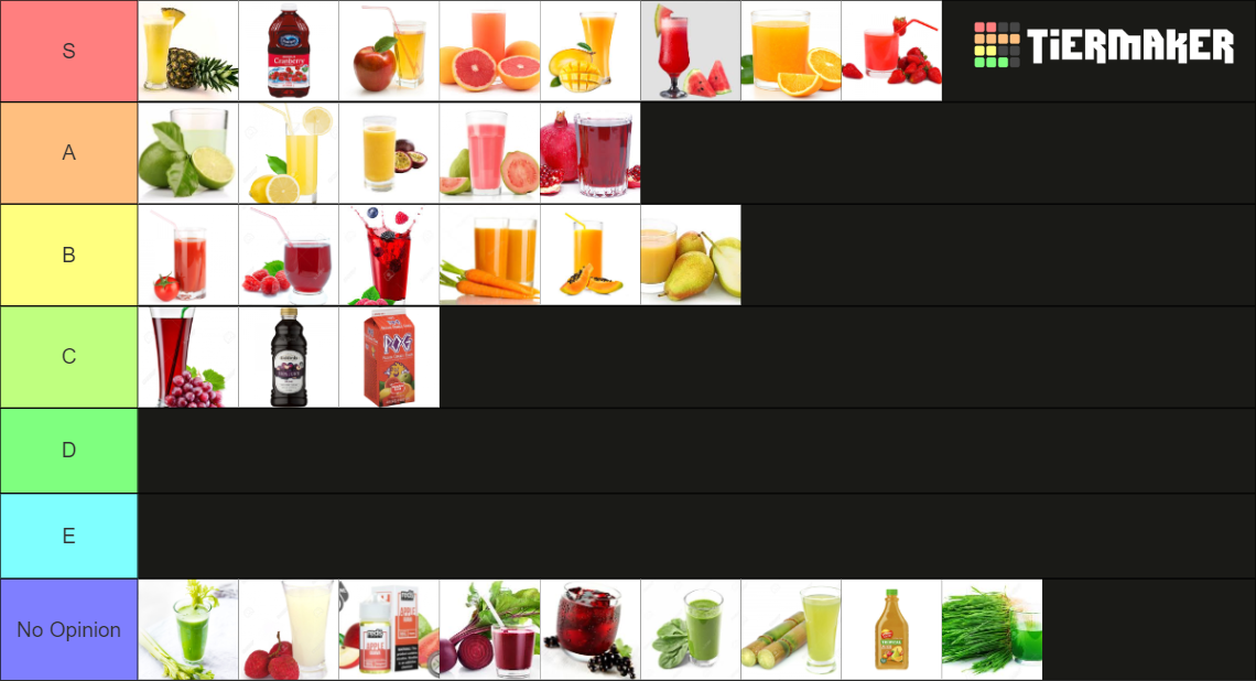 Flavours of Juice Tier List Rankings) TierMaker