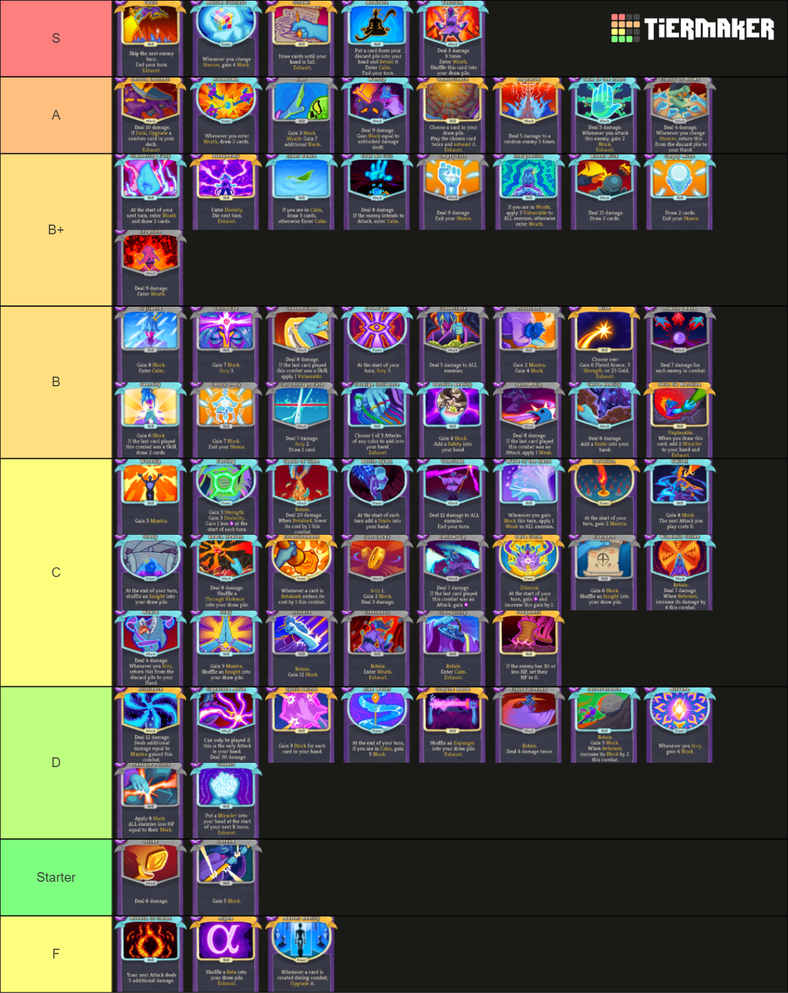 Watcher Cards (Slay The Spire) Tier List Rankings) TierMaker