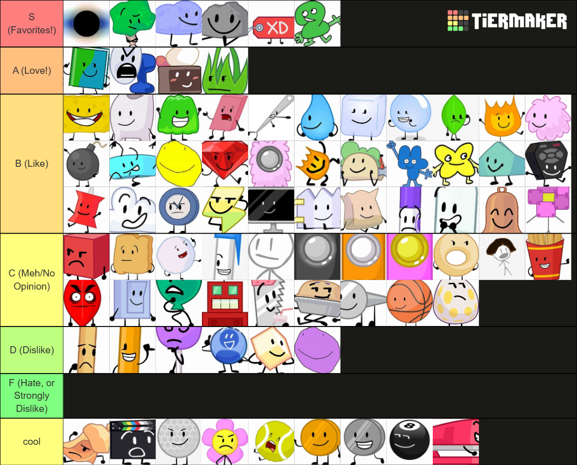 All BFDI Characters! Tier List (Community Rankings) - TierMaker