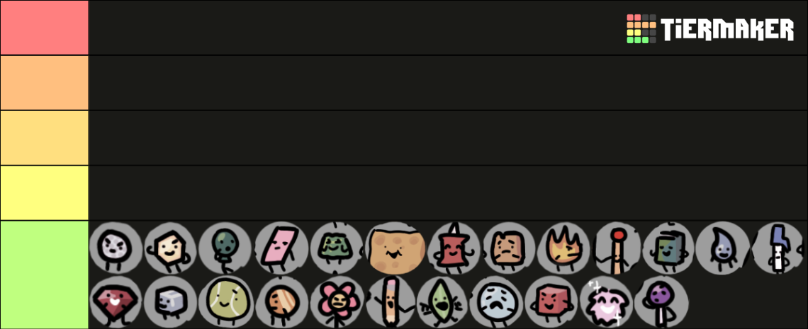 All 68 Bfdi contestants (BFDI, BFDIA, BFB, TPOT) Tier List (Community ...