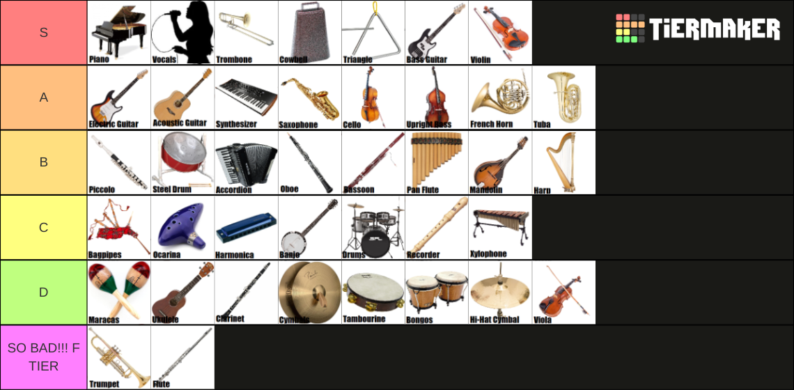 Ultimate Instrument Tier List Rankings) TierMaker