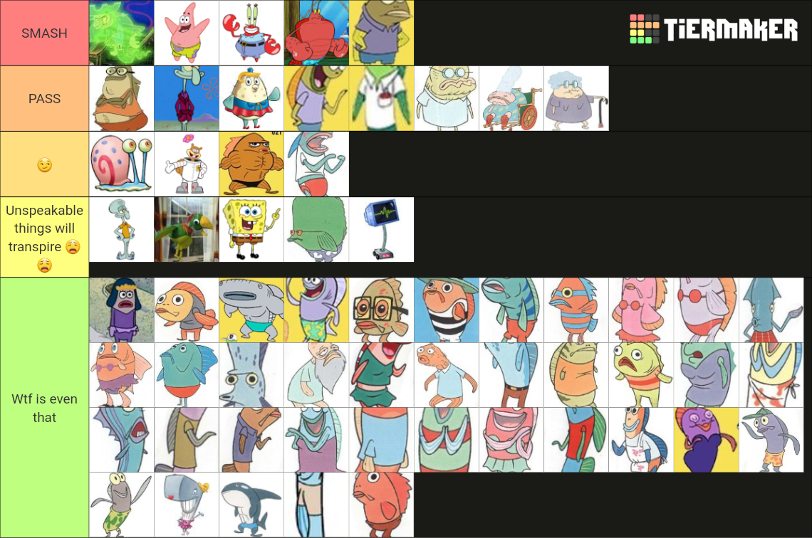 SpongeBob Smash Or Pass Tier List (Community Rankings) - TierMaker