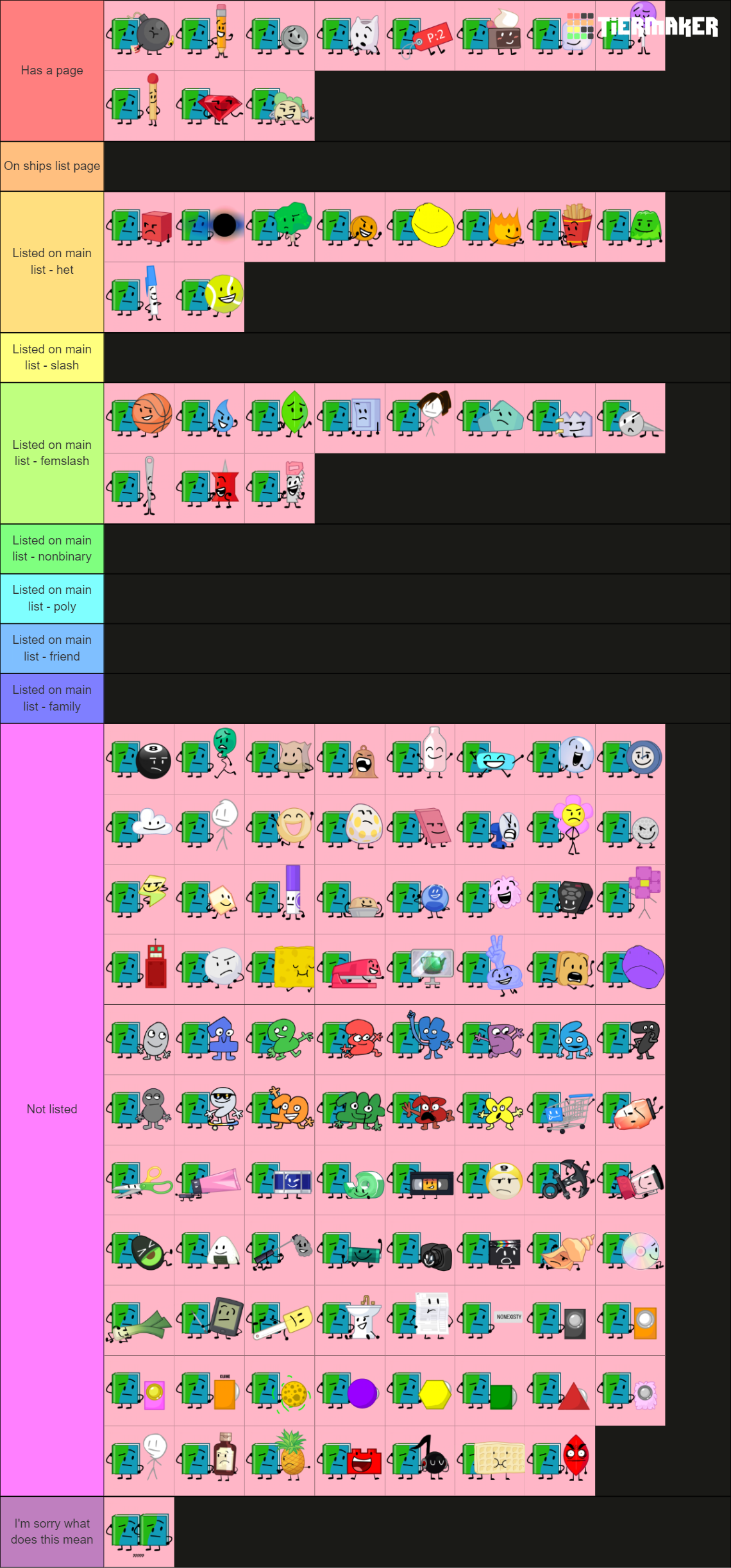 100+ Book BFDI/TPOT Ships Tier List (Community Rankings) - TierMaker