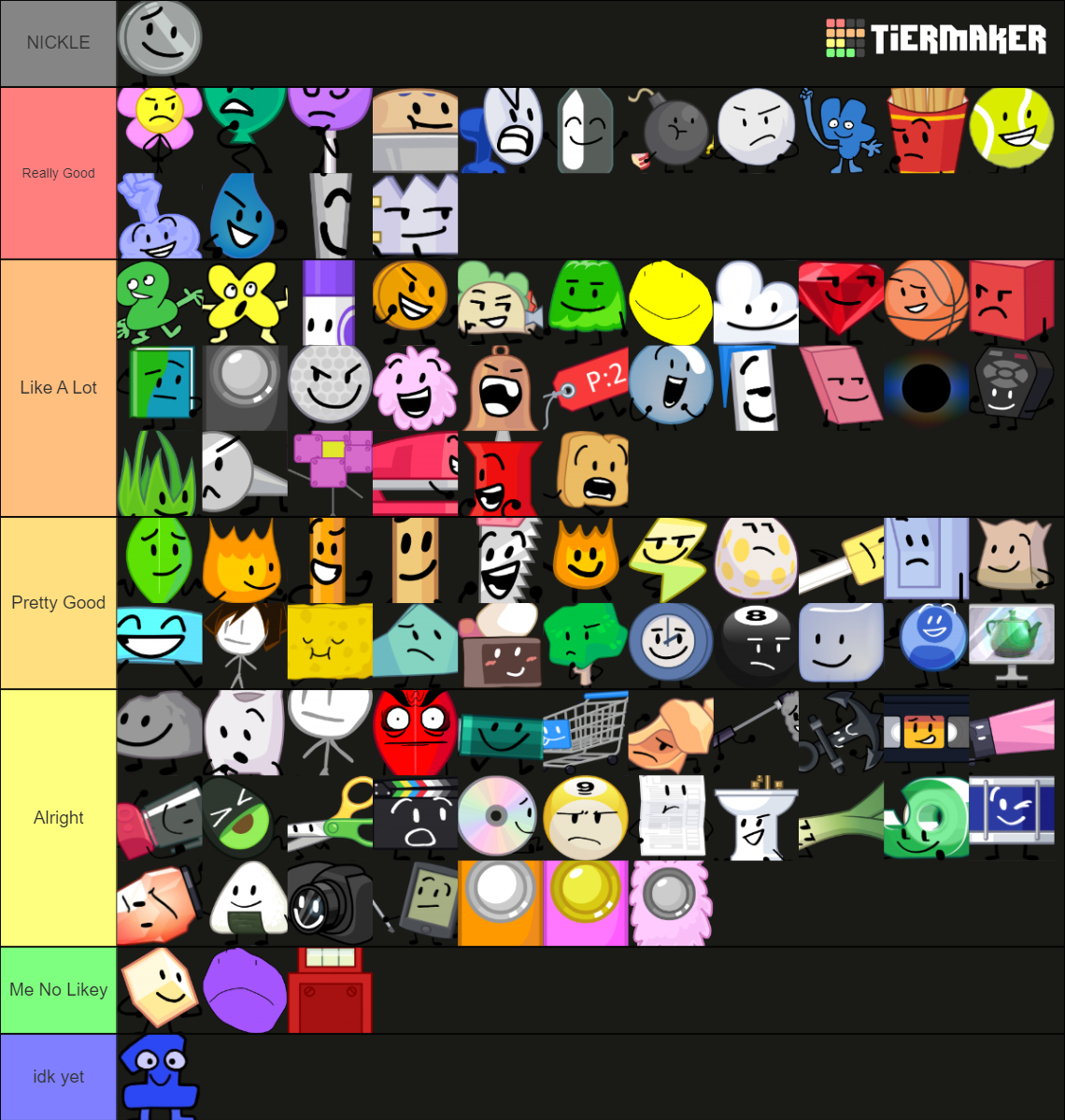 All BFDI Characters Tier List (Community Rankings) - TierMaker