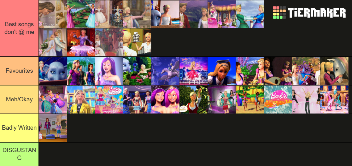 Barbie Songs Tier List Rankings) TierMaker