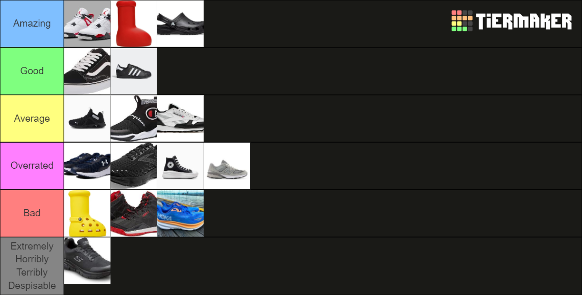 Ranking Shoe Brands Tier List Rankings) TierMaker