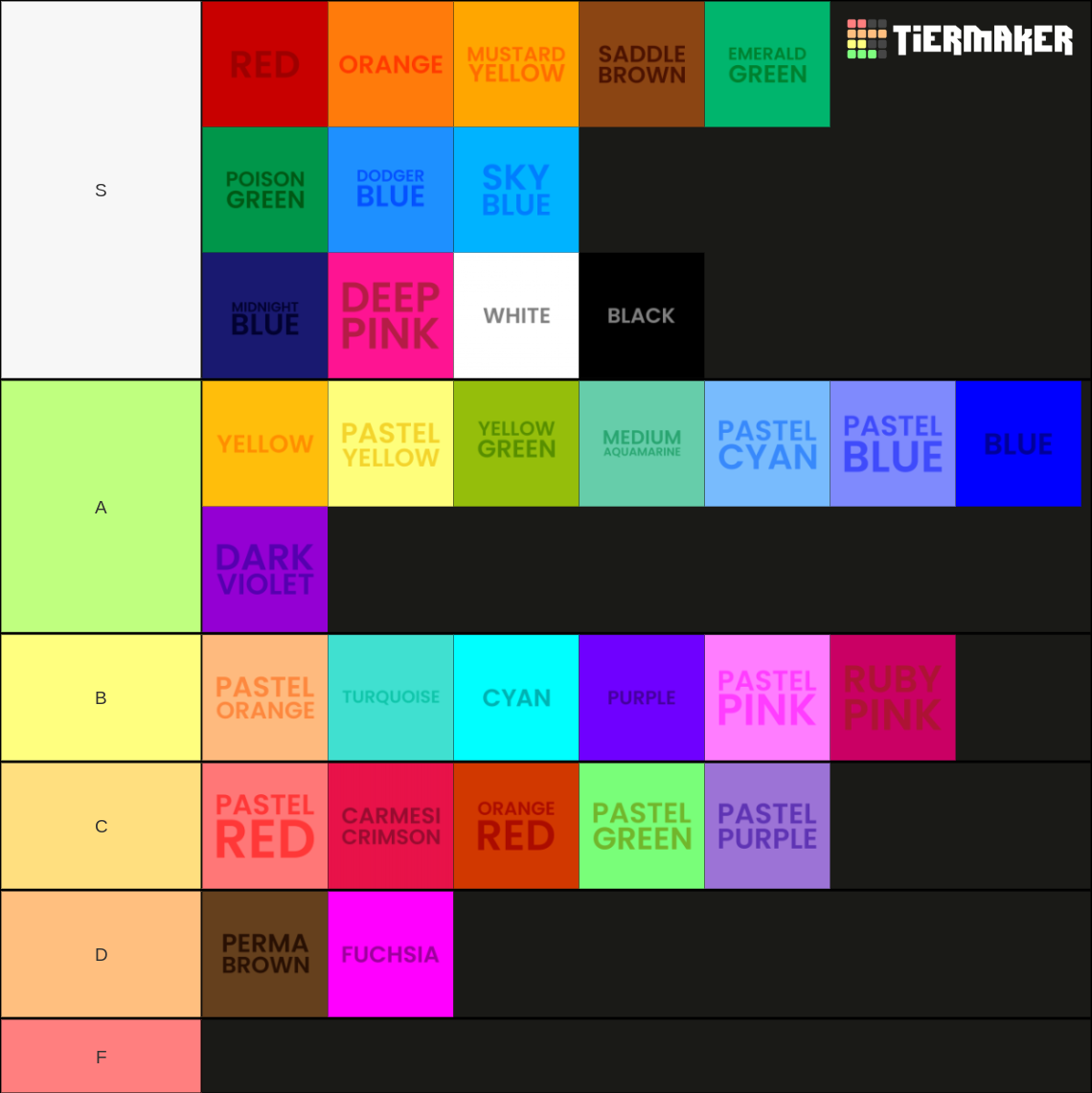 Ultimate Color Tier List (Community Rankings) - TierMaker