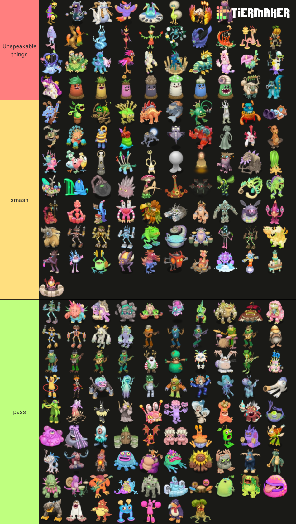 My Singing Monsters Smash Or Pass Ultimate Tier List Community Rankings Tiermaker 8868