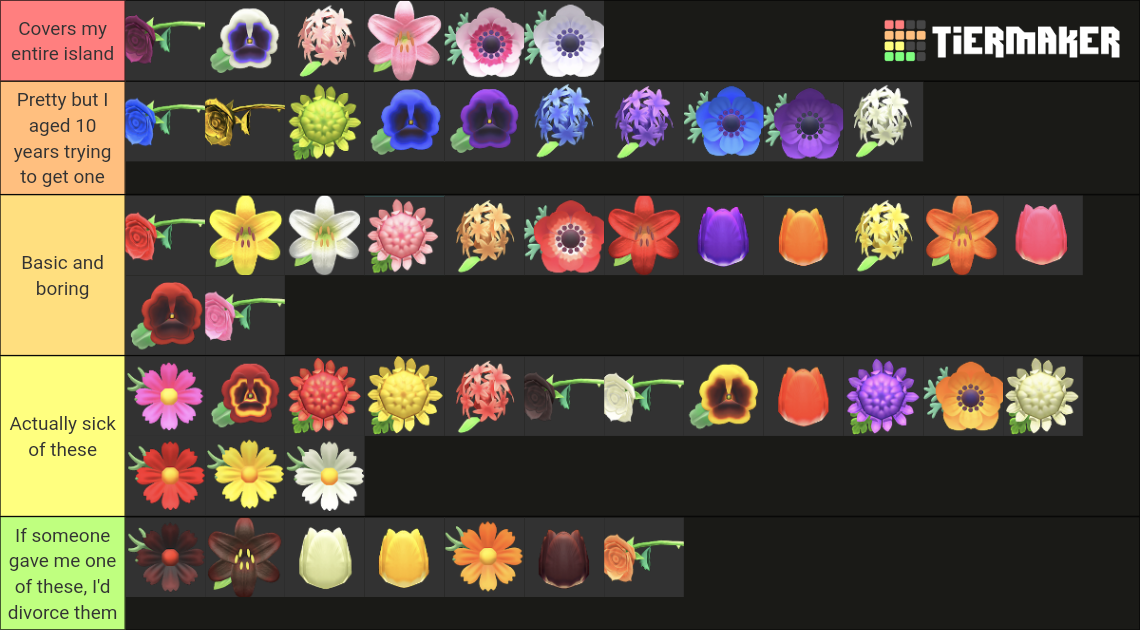 acnh flowers Tier List (Community Rankings) - TierMaker